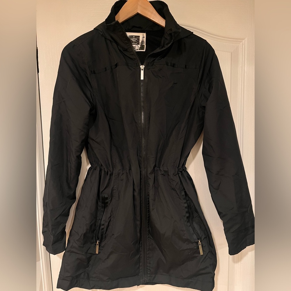 Women's Black Hooded Rain Jacket